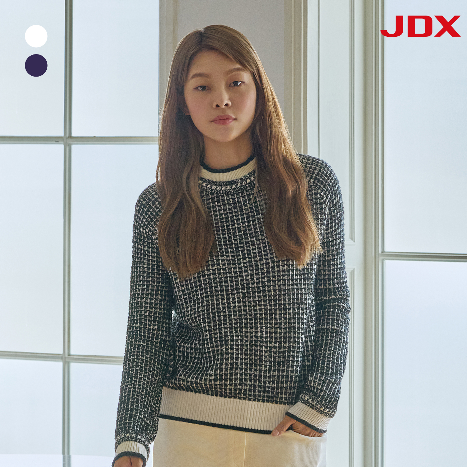 [핫딜] [JDX] 여성 변형조직 라운드 스웨터 2종 택1(X2RWSPW65)