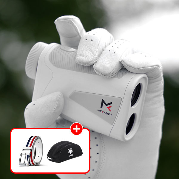 [핫딜] 마이캐디 MG2 미니 레이저 거리측정기 + (용품세트) 데상트 신발가방 + 몬자 벨트