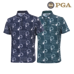 [패션특가] PGA 남성 기하학 레터링로고 반팔 PK 티셔츠 PGMTS42301