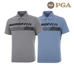 [패션특가] PGA 남성 가로 스트라이프 패턴 반팔 PK 티셔츠 PGMTS42302
