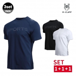 [핫딜] [3종 세트] 클리프 남성 퀵드라이 퍼포먼스 기능성 티셔츠