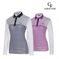 [타임세일] 조르지오페리 골프 여성 썸머 하프 집업 DOT 프린트 티셔츠