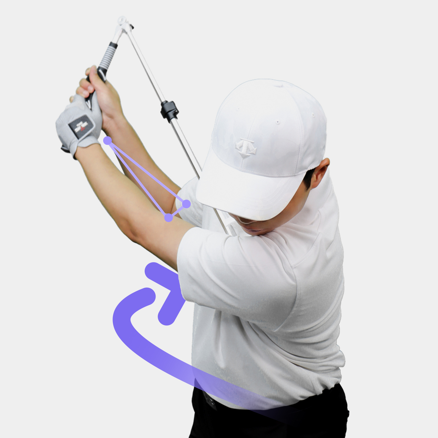 [타임세일] 퍼플그린 골프 스윙 연습기 바디턴 몸통스윙 백스윙 팔꿈치 그립 치킨윙 자세 교정기